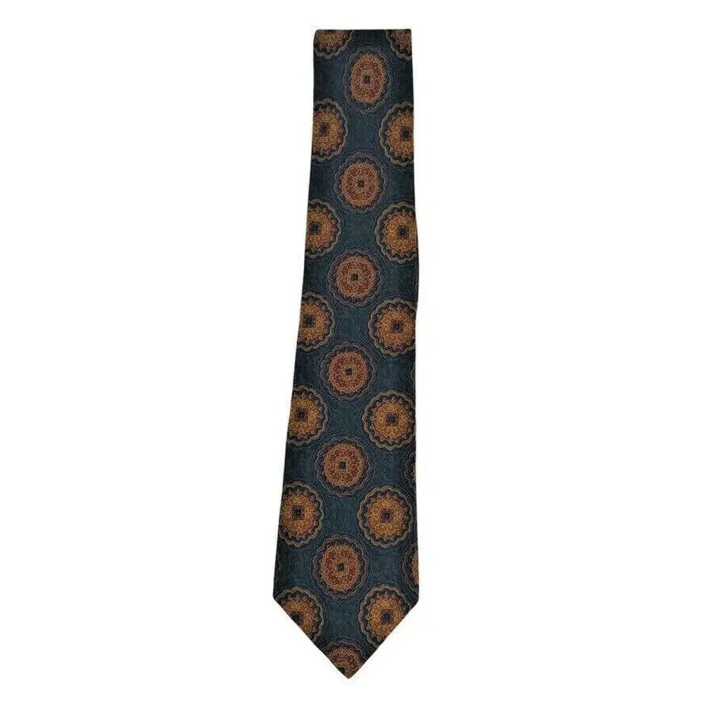 Burberrys Of London Tie Mens Silk Blue Orange Red Print Neck Tie Career Church